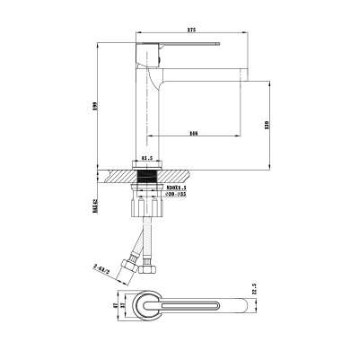Смеситель для раковины Rondo VBF-1R1MB однорычажный, черный Vincea фото в интернет-магазине Русалия