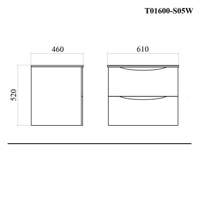 Тумба с раковиной подвесная 60см белая глянцевая BOND Cube T01600-S05W фото в интернет-магазине Русалия