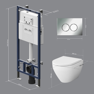 IS100151.701700 Инсталляция MasterFit с клав L глянц хром с подвес унит Spirit V2.0 FlashClean с сид м/лиф Am.Pm фото в интернет-магазине Русалия
