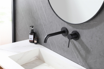 Смеситель ABBER Wasser Kreis AF8112B для раковины скрытого монтажа, черный матовый фото в интернет-магазине Русалия