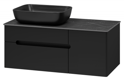 Тумба Роял 100 подвесная (черная) с раковиной Melana MLN-320316MB 50 (черная) Misty фото в интернет-магазине Русалия
