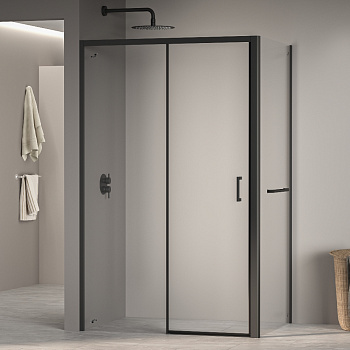 Душевой уголок RGW PA-177-1B (RGW PA-017B + Z-060-2B) 100х170, стекло - прозрачное, профиль черный фото в интернет-магазине Русалия