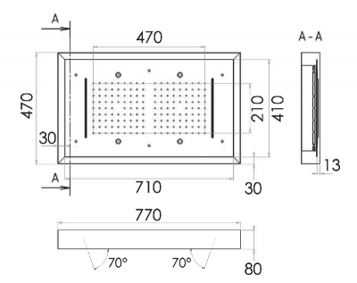 Верхний душ потолочный с подсветкой 77x47 см Remer 357LR7747N2C фото в интернет-магазине Русалия