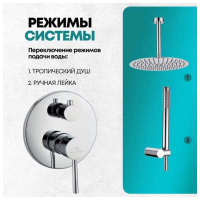 Душевая система встраиваемая (без излива) Grocenberg GB5099CR-4, хром фото в интернет-магазине Русалия
