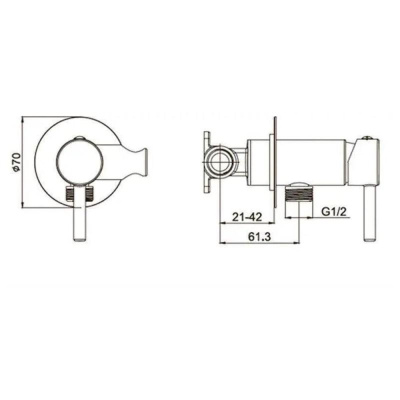 Гигиенический душ со смесителем встраиваемый Hansberge H3099GO, золото фото в интернет-магазине Русалия