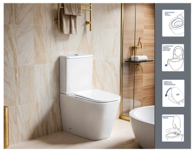 Унитаз напольный Ceruttispa MANLIO Tornado CT10618 безободковый (630х350х805) фото в интернет-магазине Русалия