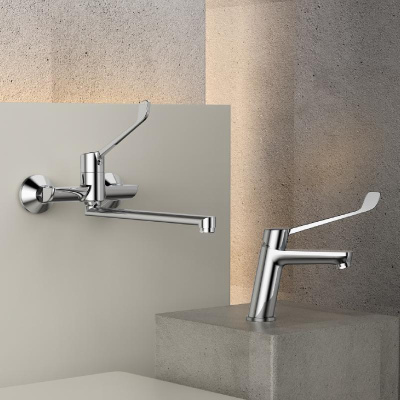 Смеситель для раковины с хирургической ручкой  Splenka S08.10, хром фото в интернет-магазине Русалия