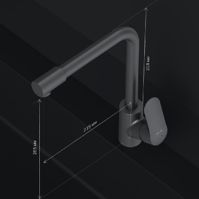 F8005722 Like, смеситель для кухни с каналом для питьевой воды, L-излив, черный матовый, шт. фото в интернет-магазине Русалия