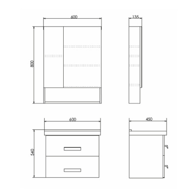 COMFORTY. Зеркало-шкаф "Парма-60" дуб дымчатый фото в интернет-магазине Русалия