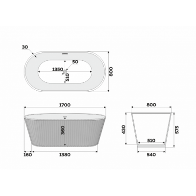 Ванна отдельностоящая акриловая Delice Caresse 170х80 белая матовая DLR440101W фото в интернет-магазине Русалия