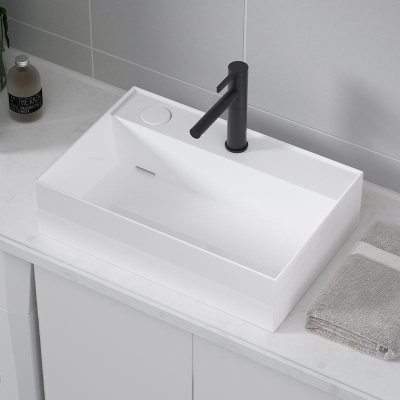 Раковина накладная прямоугольная 6253L со смещенным сливом CeramaLux фото в интернет-магазине Русалия