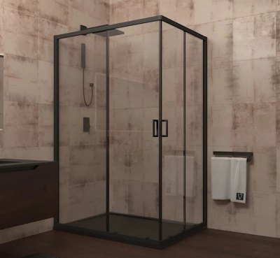 Душевой уголок 90х120 RV-14 черный профиль Veconi фото в интернет-магазине Русалия