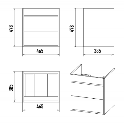 Тумба Кедр 50 подвесная с раковиной Универсал Енисей 50 Misty фото в интернет-магазине Русалия