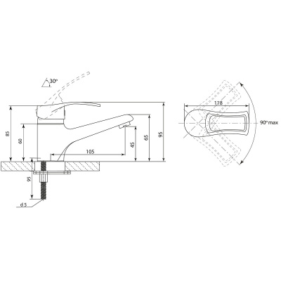 Смеситель Славен  для умывальника Прораб  Ц (СЛ-ОД-Ц10) фото в интернет-магазине Русалия