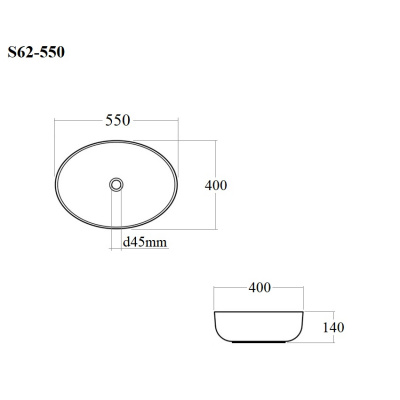 BOND S62-550 Раковина накладная овальная 55*40*14см белая фото в интернет-магазине Русалия