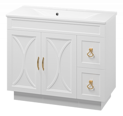 Тумба Амбра 100 (белая) с раковиной Marko Комфорт 100 Misty фото в интернет-магазине Русалия