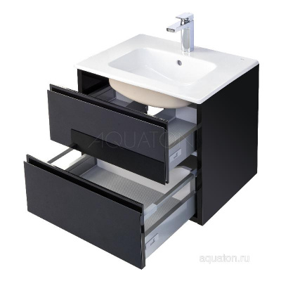 Тумба под раковину AQUATON Римини 60 черный глянец 1A226601RN950 NEW фото в интернет-магазине Русалия