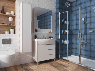 Тумба под раковину AQUATON Рико 80 белый, ясень фабрик 1A215401RIB90 фото в интернет-магазине Русалия