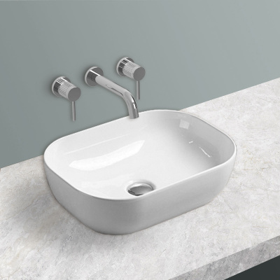 Раковина керамическая Vincea VBS-102, 455*330*130, накладная, цвет белый фото в интернет-магазине Русалия