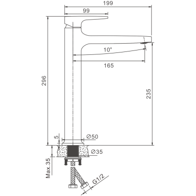 Смеситель для раковины BELZ высокий хром (B11713) фото в интернет-магазине Русалия
