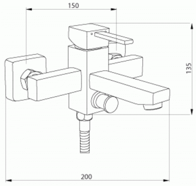 Смеситель для ванны Squadrina VR.SQR-4501.CR Veragio фото в интернет-магазине Русалия