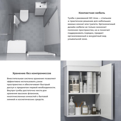 Тумба с раковиной WC Area 40 см матовый белый 221801006 Wellsee фото в интернет-магазине Русалия