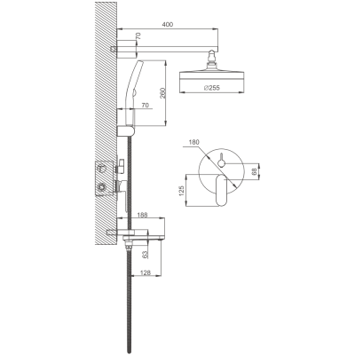 Душевая система BELZ встроенная черный (B80713-7) фото в интернет-магазине Русалия