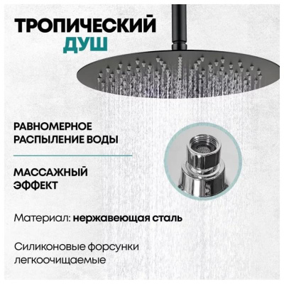 Душевая система встраиваемая Grocenberg GB5099BL-2, черный фото в интернет-магазине Русалия