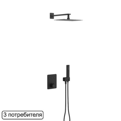 Термостатическая душевая система скрытого монтажа EXCELLENT Krotos AREX.SET.8046BL (черный мат) фото в интернет-магазине Русалия