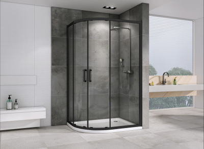 Душевой уголок ABBER Schwarzer Diamant AG01118B 80х110 асимметричный, профиль черный, прозрачное стекло фото в интернет-магазине Русалия