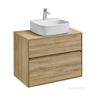 Тумба под раковину AQUATON Либерти 75 2 ящика, дуб эльвезия 1A279501LYC70 фото в интернет-магазине Русалия