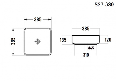 BOND S57-380 Раковина накладная квадратная 38*38*13,5см белая фото в интернет-магазине Русалия