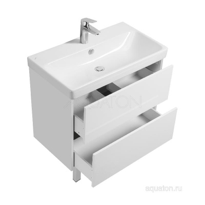 Тумба под раковину AQUATON Сканди 80 белый матовый, белый глянец 1A283001SD010 фото в интернет-магазине Русалия