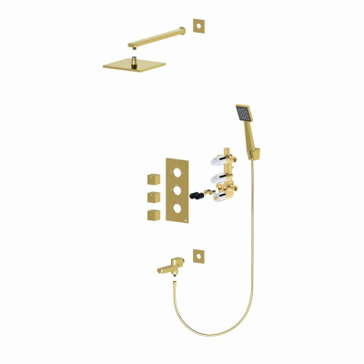 Душевая система встроенная с термостатом Timo Tetra-thermo (SX-0199/17SM) золото матовое фото в интернет-магазине Русалия