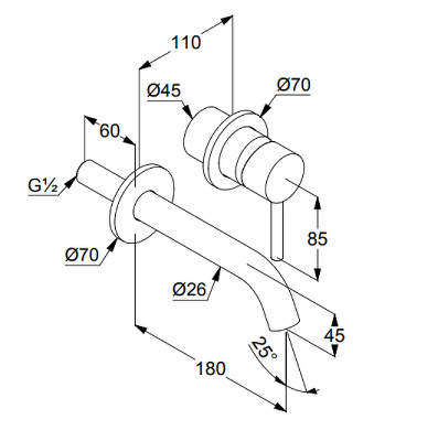 Смеситель BOZZ BLACK 382443976 для раковины настенный встраиваемый (внешняя часть) KLUDI фото в интернет-магазине Русалия