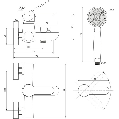 Смеситель Славен для ванны Коттедж Ф (СЛ-ОД-Ф30) фото в интернет-магазине Русалия