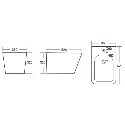 TOLEDO BIDE Биде подвесное белое с отверстием под смеситель, IBERICA BLANCA IB.TLA.B12 фото в интернет-магазине Русалия