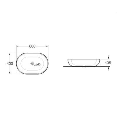 Раковина керамическая Vincea VBS-113, 600*400*135, накладная, цвет белый фото в интернет-магазине Русалия