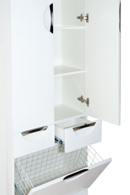 Шкаф - пенал Орхидея 60 с бельевой корзиной П-Жас05060-011К2Я Misty фото в интернет-магазине Русалия