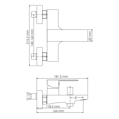 Abens 2001 Смеситель для ванны с коротким изливом Wasserkraft фото в интернет-магазине Русалия