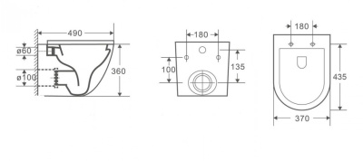Унитаз подвесной CeramaLux 2197 MB черно-матовый фото в интернет-магазине Русалия