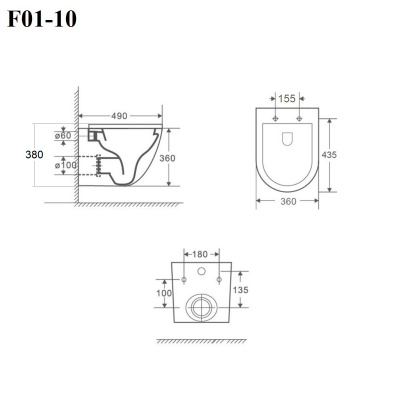 BOND F01-108 Унитаз подвесной безободковый черный с сиденьем с микролифтом фото в интернет-магазине Русалия