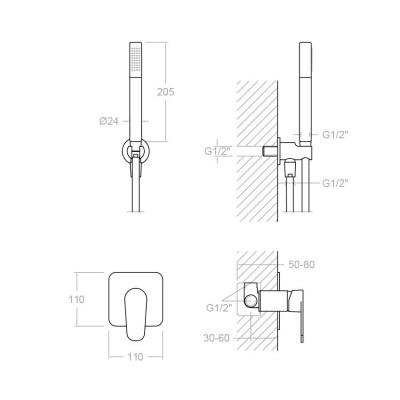 Встраиваемая душевая система с душевым комплектом ALEXIA K3618011 Ramon Soler фото в интернет-магазине Русалия