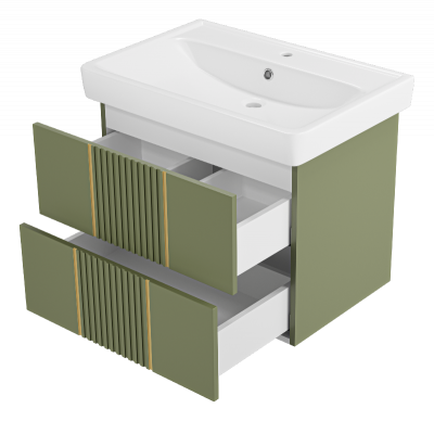 Тумба Vega 70 подвесная (зеленая) с раковиной Dreja Q 70 Brevita фото в интернет-магазине Русалия