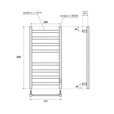 Полотенцесушитель электрический REFLEXION Мохаве RXT068050WH 800x500, белый матовый фото в интернет-магазине Русалия
