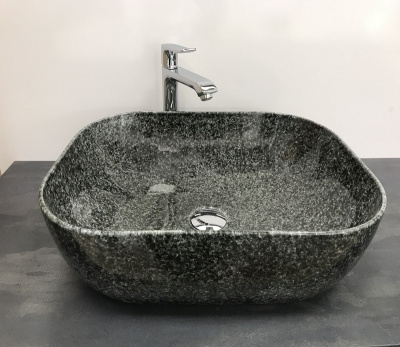 Раковина накладная прямоугольная под серый камень MNC 338 CeramaLux фото в интернет-магазине Русалия