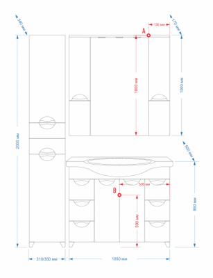 Зеркальный шкаф Орхидея 105 П-Жас02105-011Св Misty фото в интернет-магазине Русалия