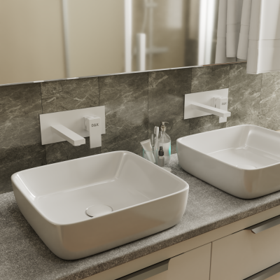 Смеситель для раковины DK встраиваемый настенный матовый белый Bayern.Liszt (DA1514408) фото в интернет-магазине Русалия