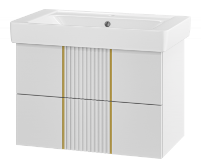 Тумба Vega 80 подвесная (белая) с раковиной Dreja Q 80 Brevita фото в интернет-магазине Русалия