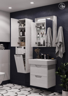 Зеркальный шкаф AQUATON Сильва 60 дуб полярный 1A216202SIW70 фото в интернет-магазине Русалия